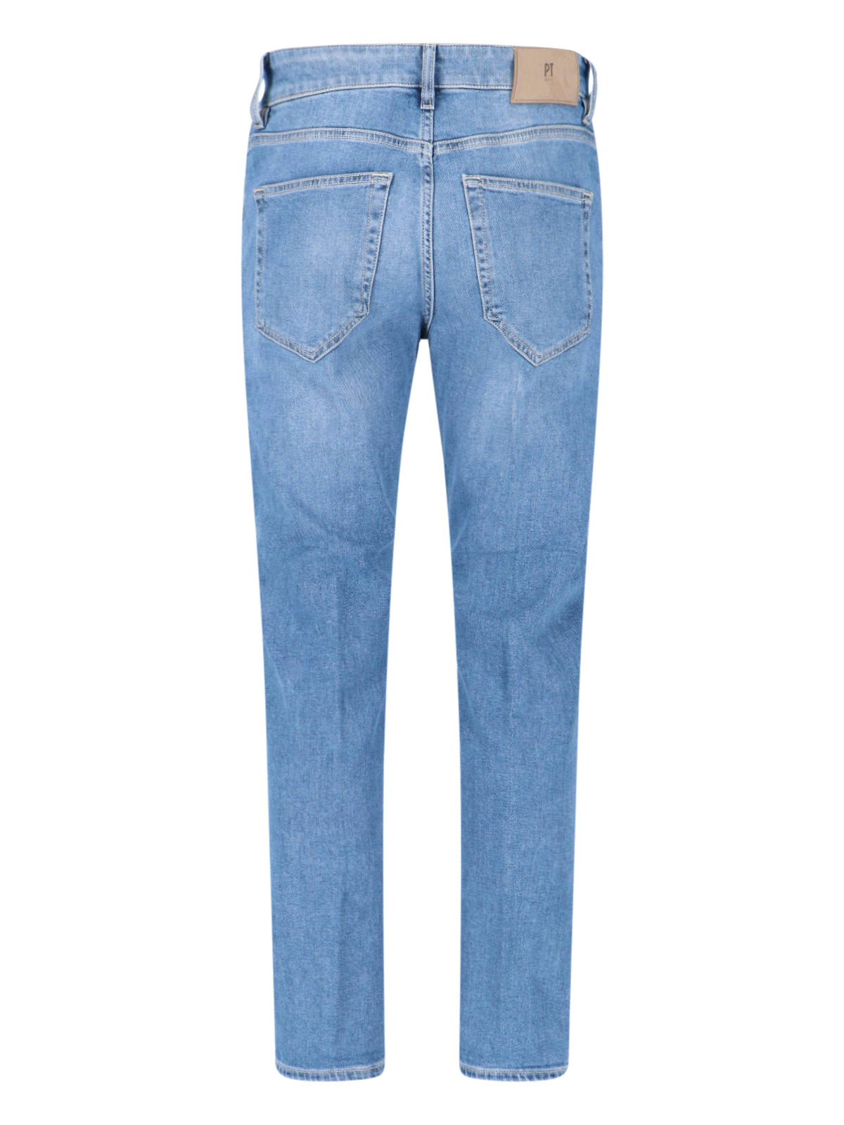 Blue Straight-Leg Stretch Cotton Jeans