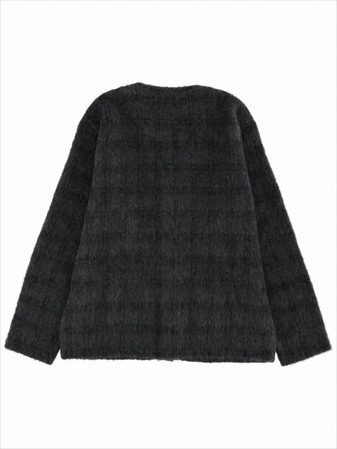 Textured Cardigan with V-Neckline and Button Front