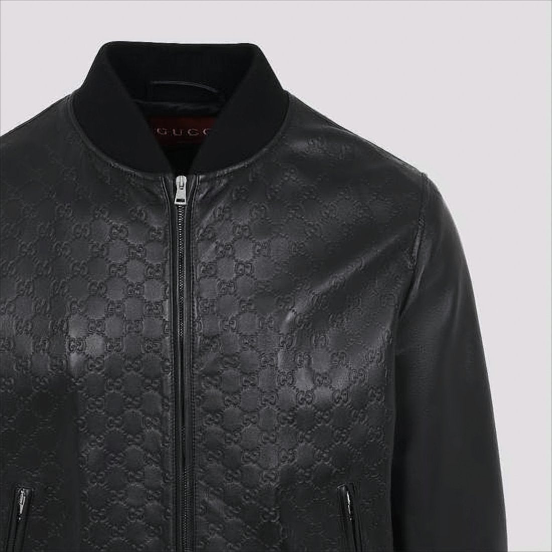 Textured Leather Bomber Jacket