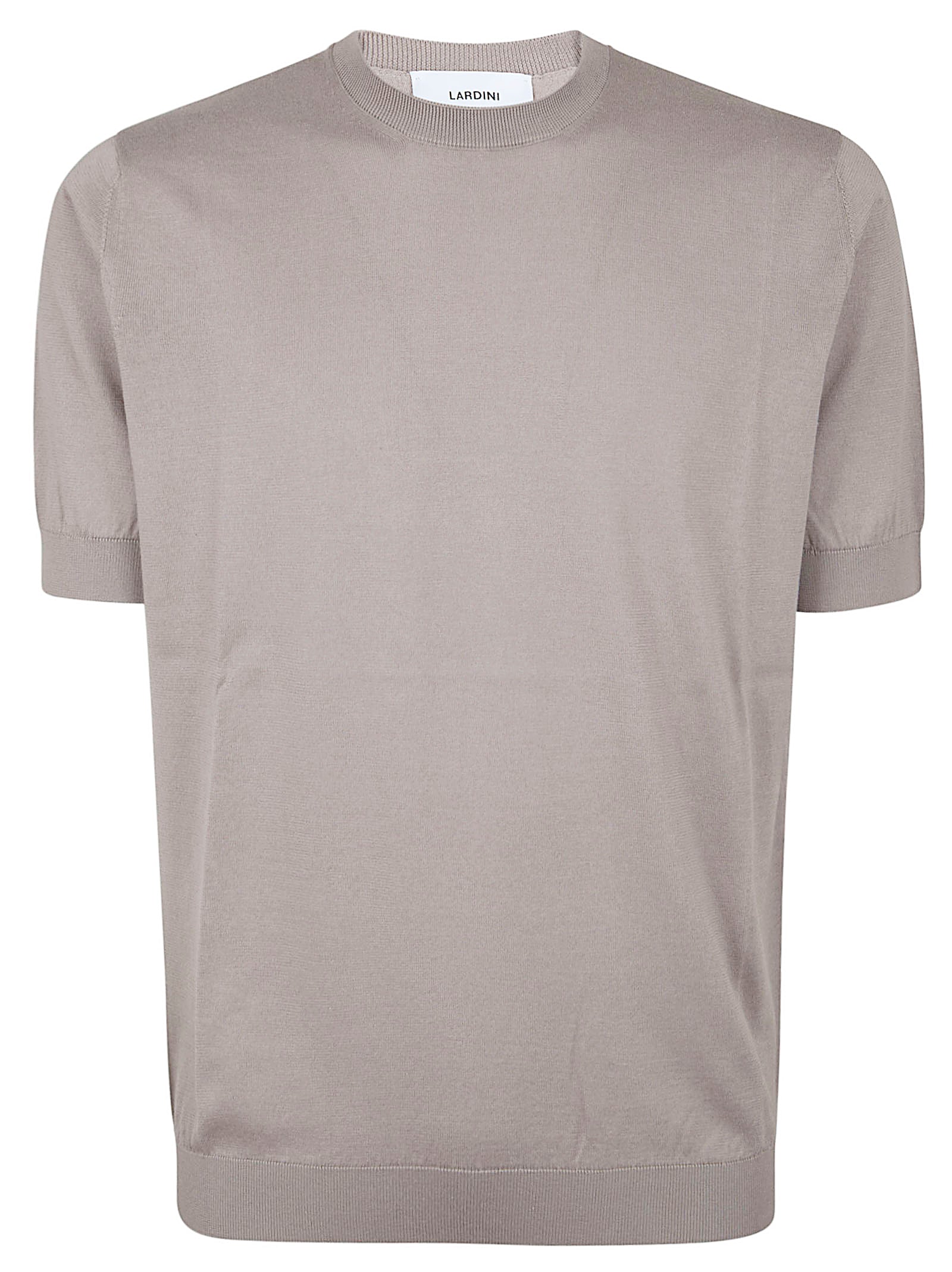 Short-Sleeved Crew Neck Cotton Sweater With Ribbed Cuffs