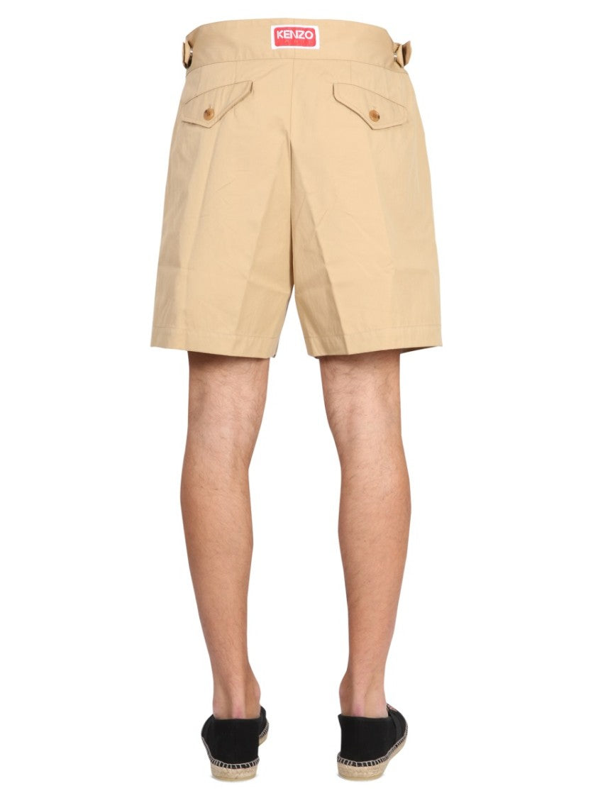 Structured Twill Shorts With Adjustable Belt
