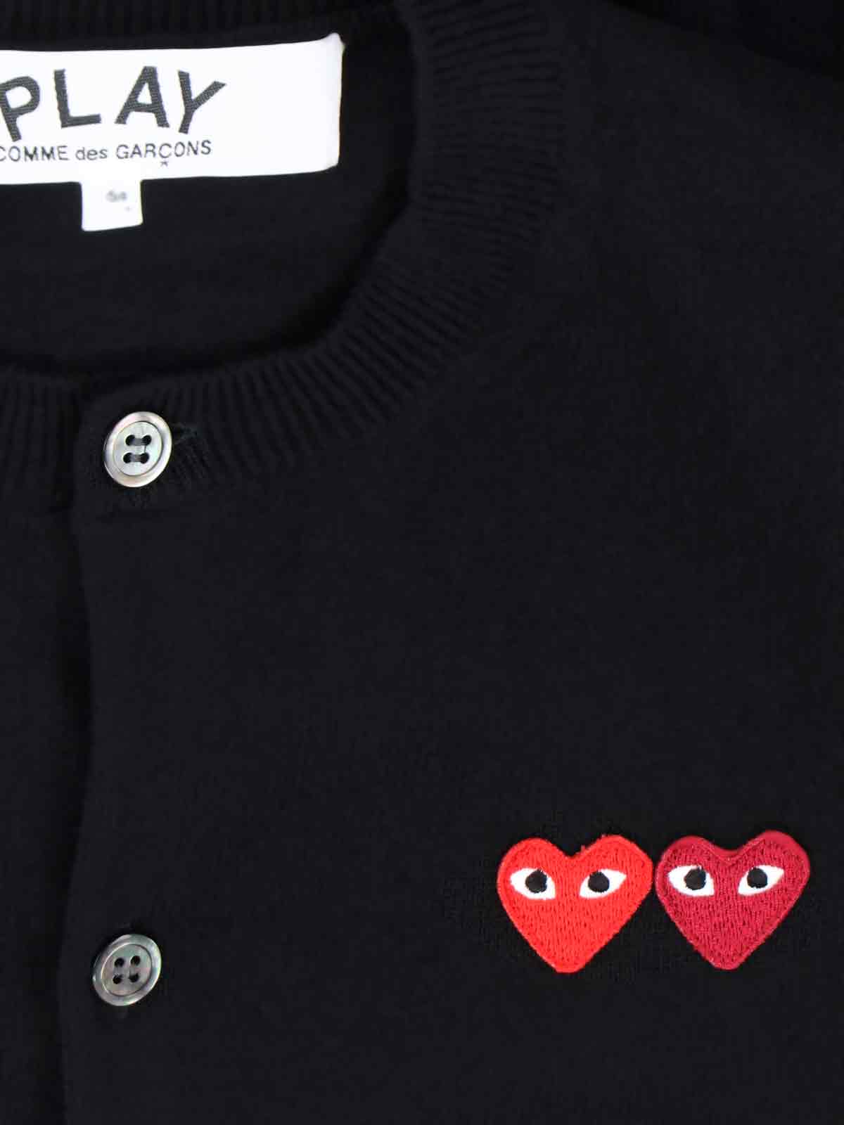 Black Heart Motif Button-Down Cardigan