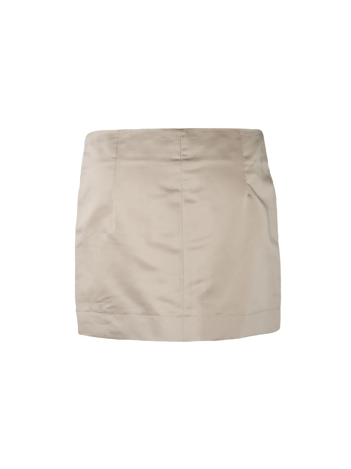 Beige Linen Cotton Women Mini Skirt