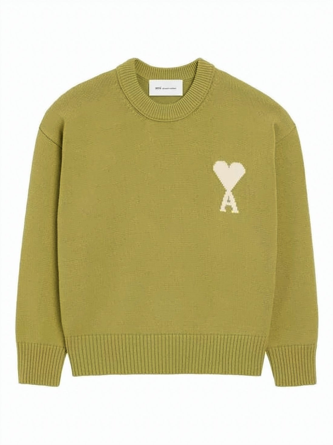 Heart-Motif Wool And Cotton Blend Crewneck Sweater