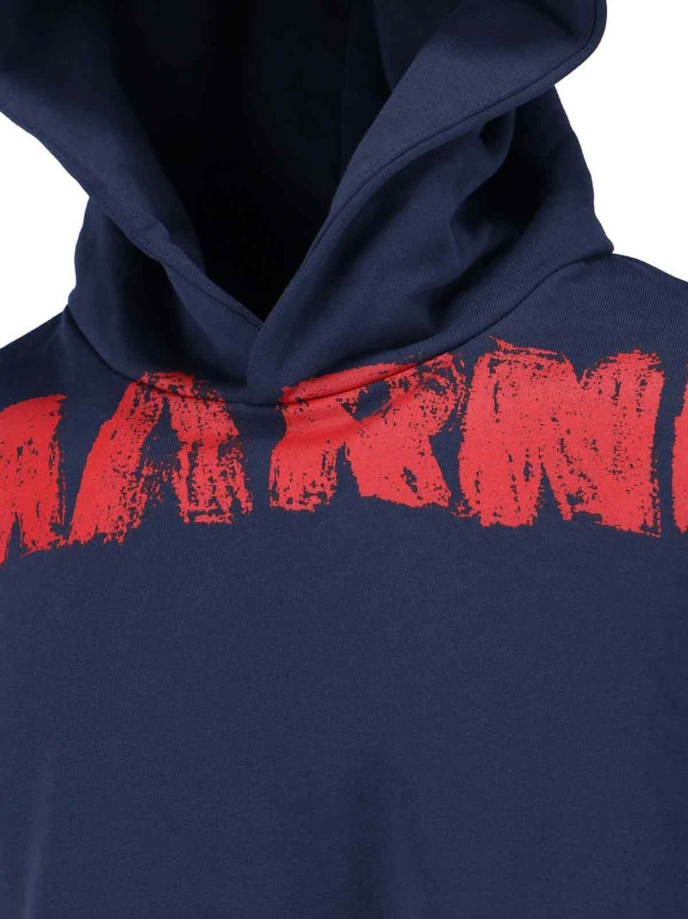 Navy Blue Hoodie With Distressed Graphic Text
