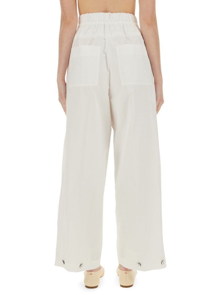 High-Waisted Wide Pants In Cotton Gabardine