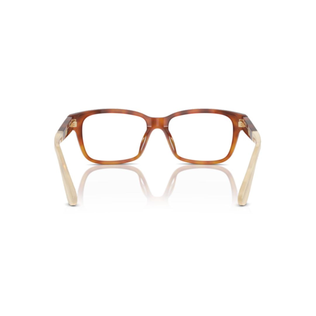 0bc3003 Tortoiseshell Rectangular Frame Eyeglasses with Beige Temples