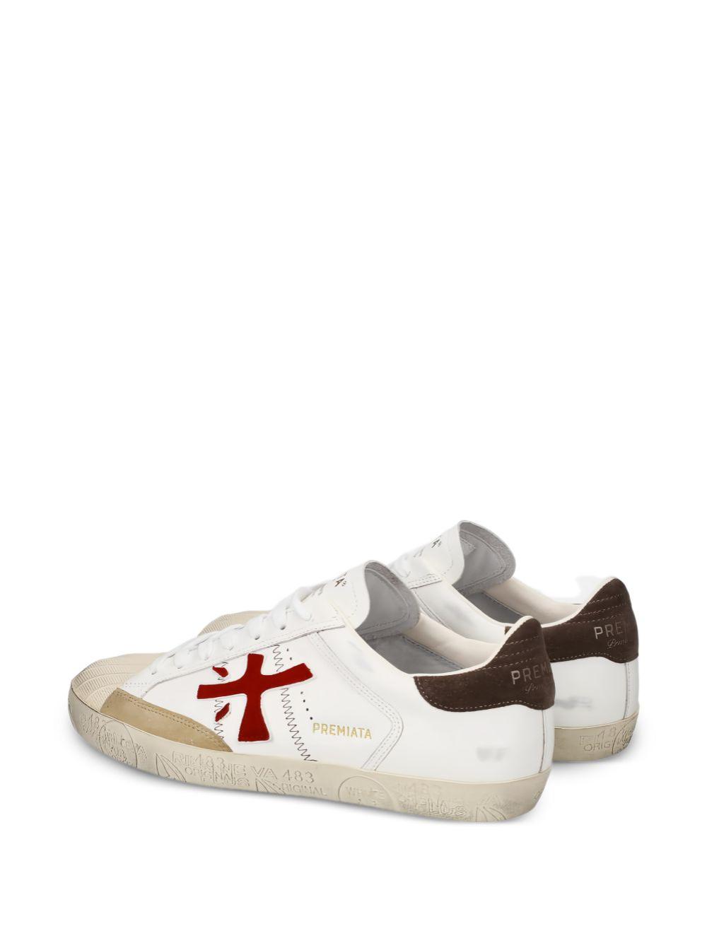 Distressed Leather Lace-Up Sneakers
