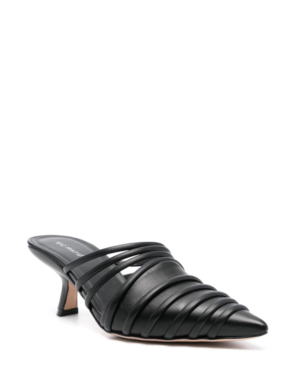 Pointed Toe Black Calf Leather Sandals