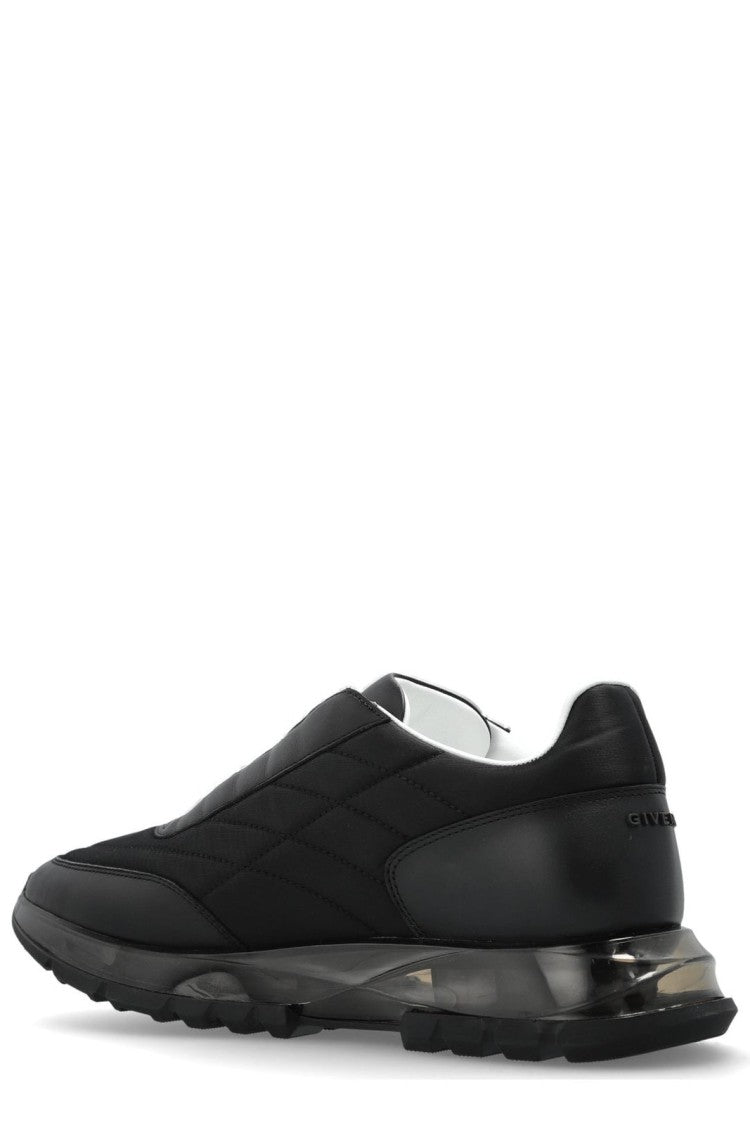 Quilted Black Sneakers with Translucent Sole