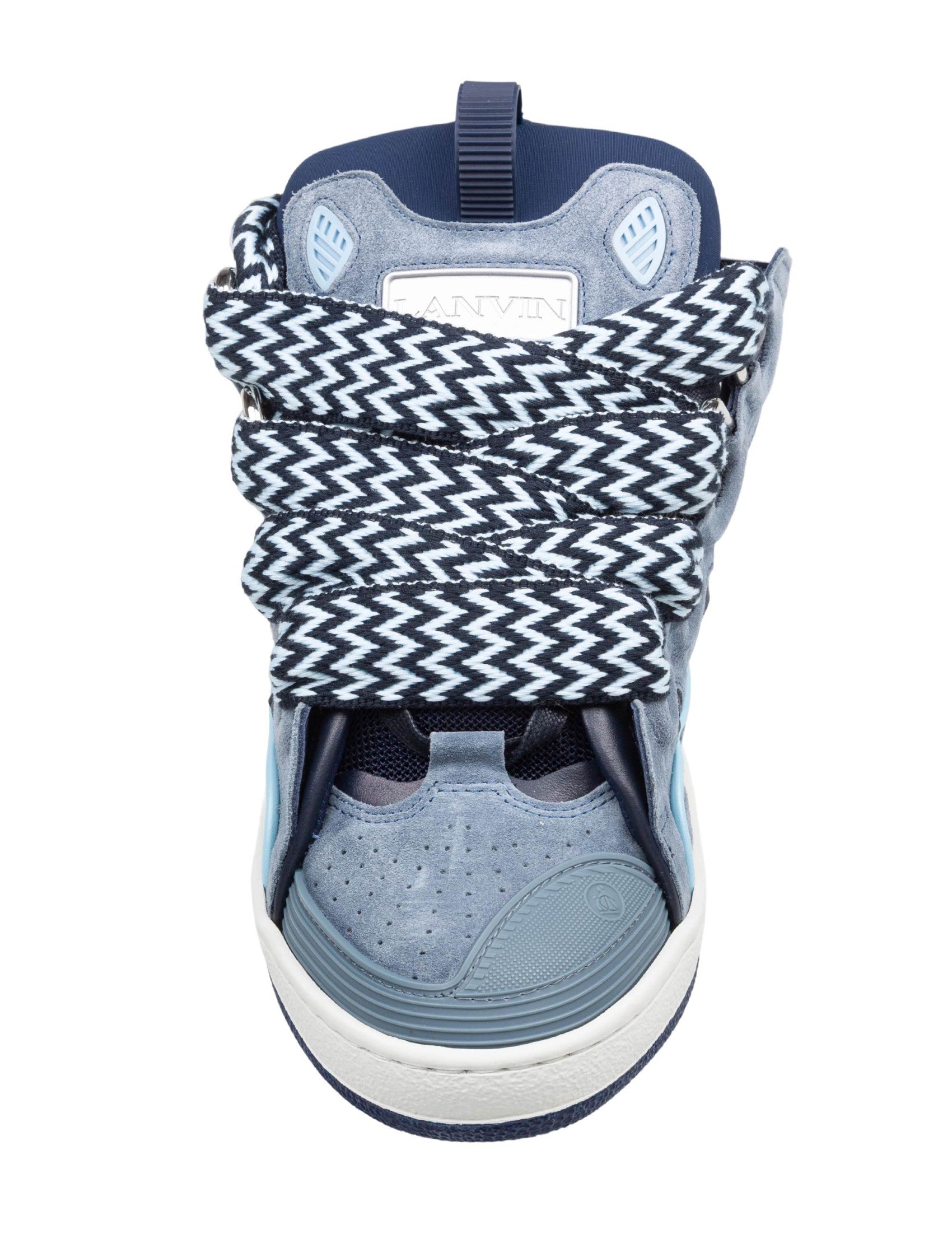 Curb Leather And Fabric Sneakers With Zigzag Laces