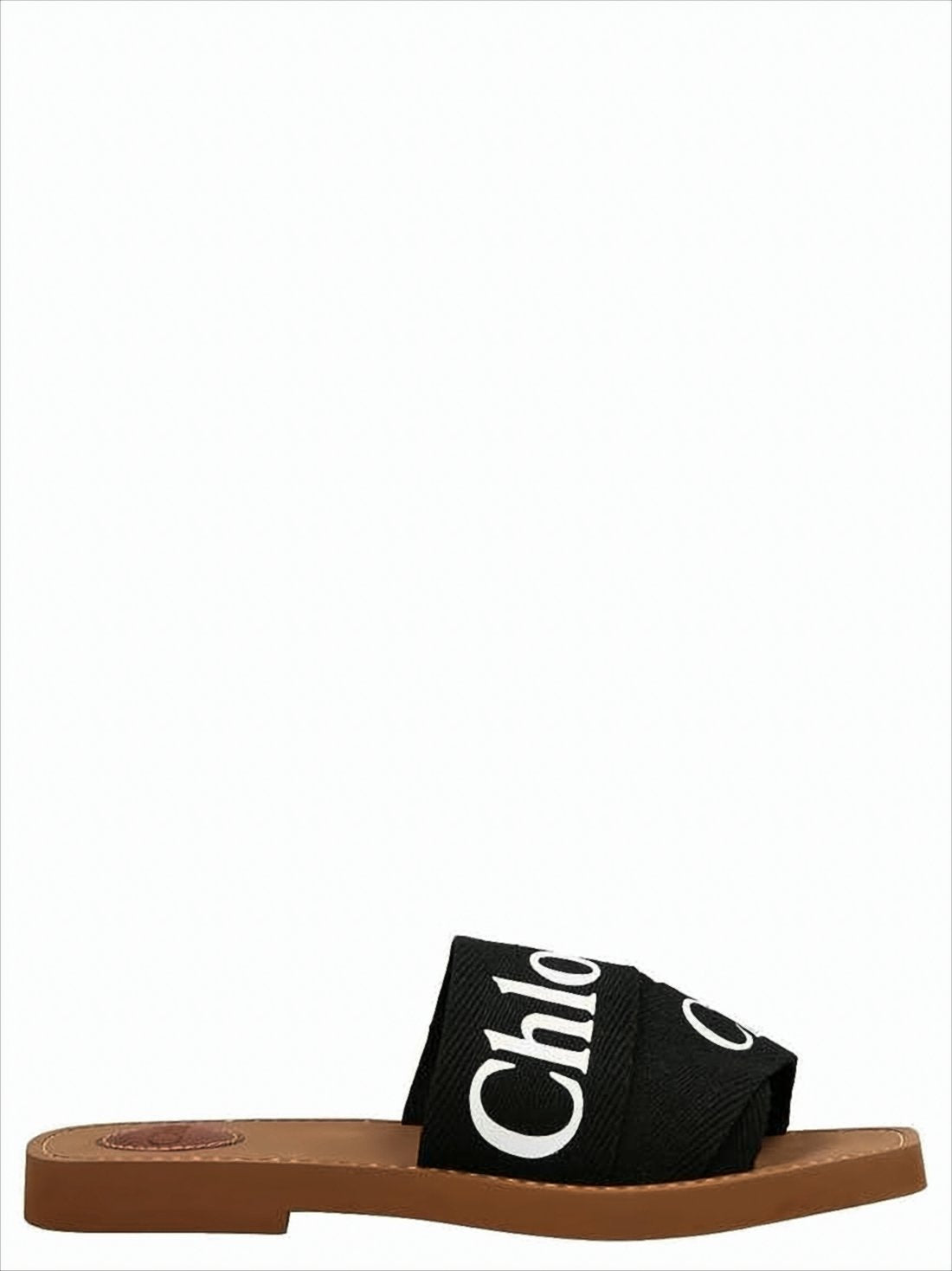 Flat Black Linen Slide Sandal
