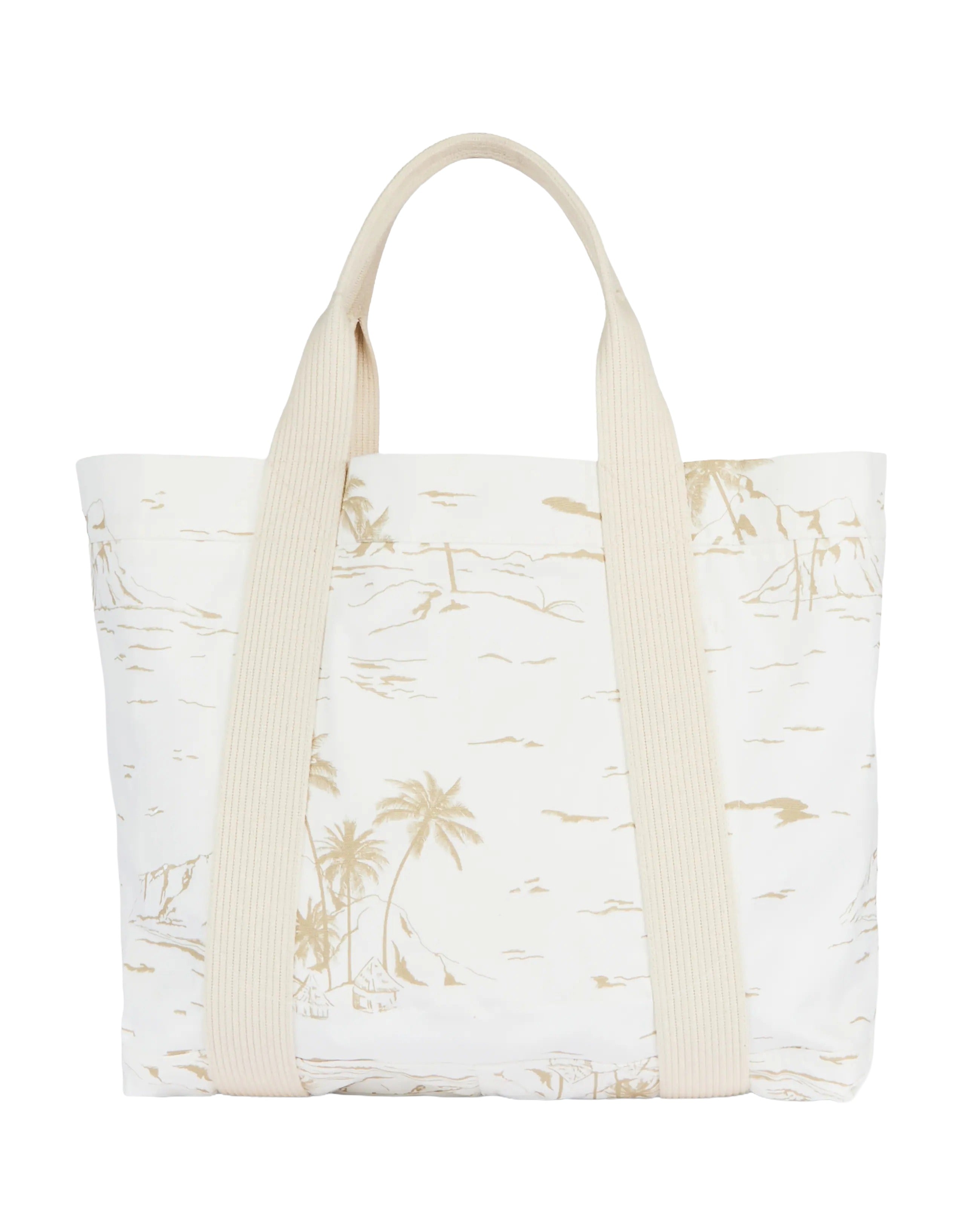 Tropical Print Cotton Blend Tote Bag