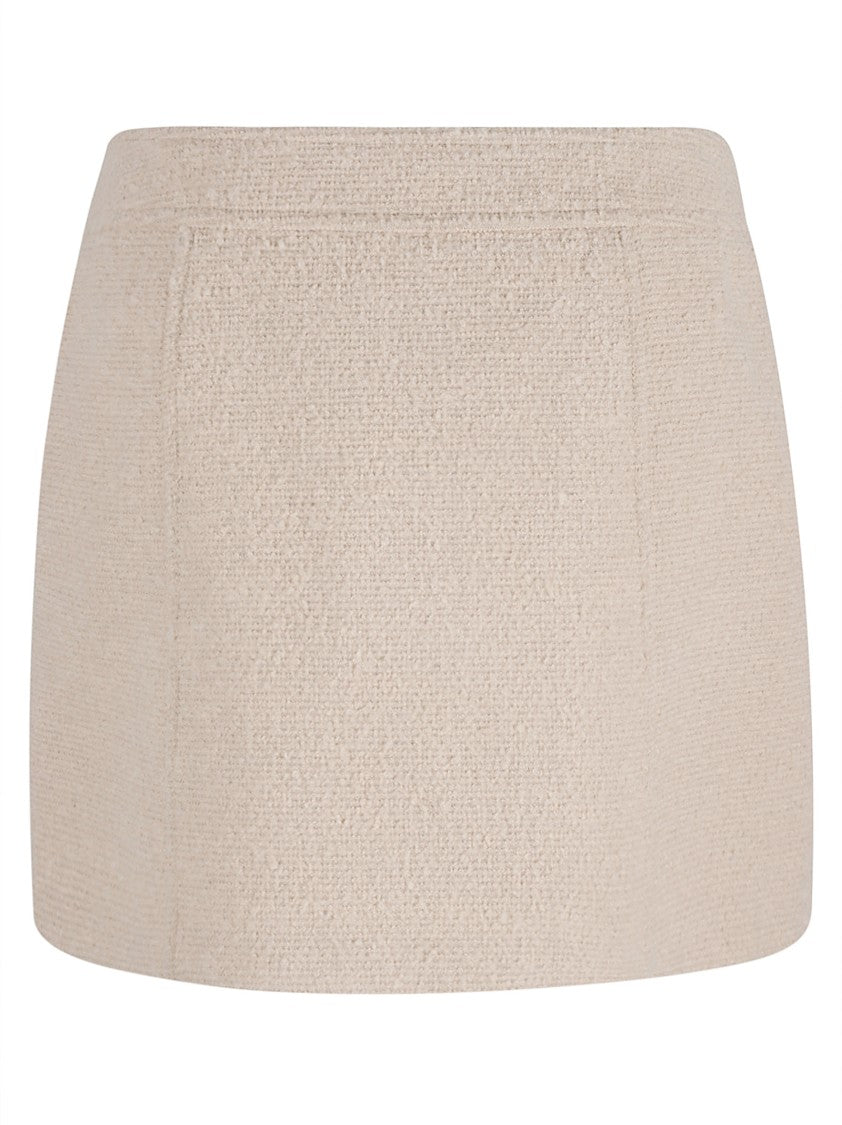 Textured Structured Skirt With Decorative Buttons
