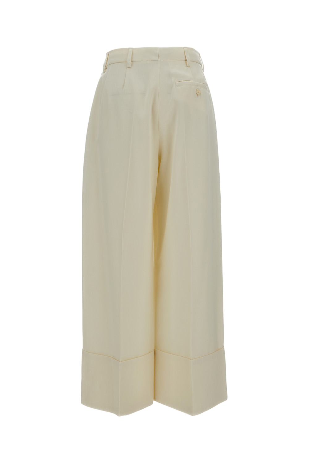 Cropped Wide-Leg Trousers with Pearl Daisy Detailing