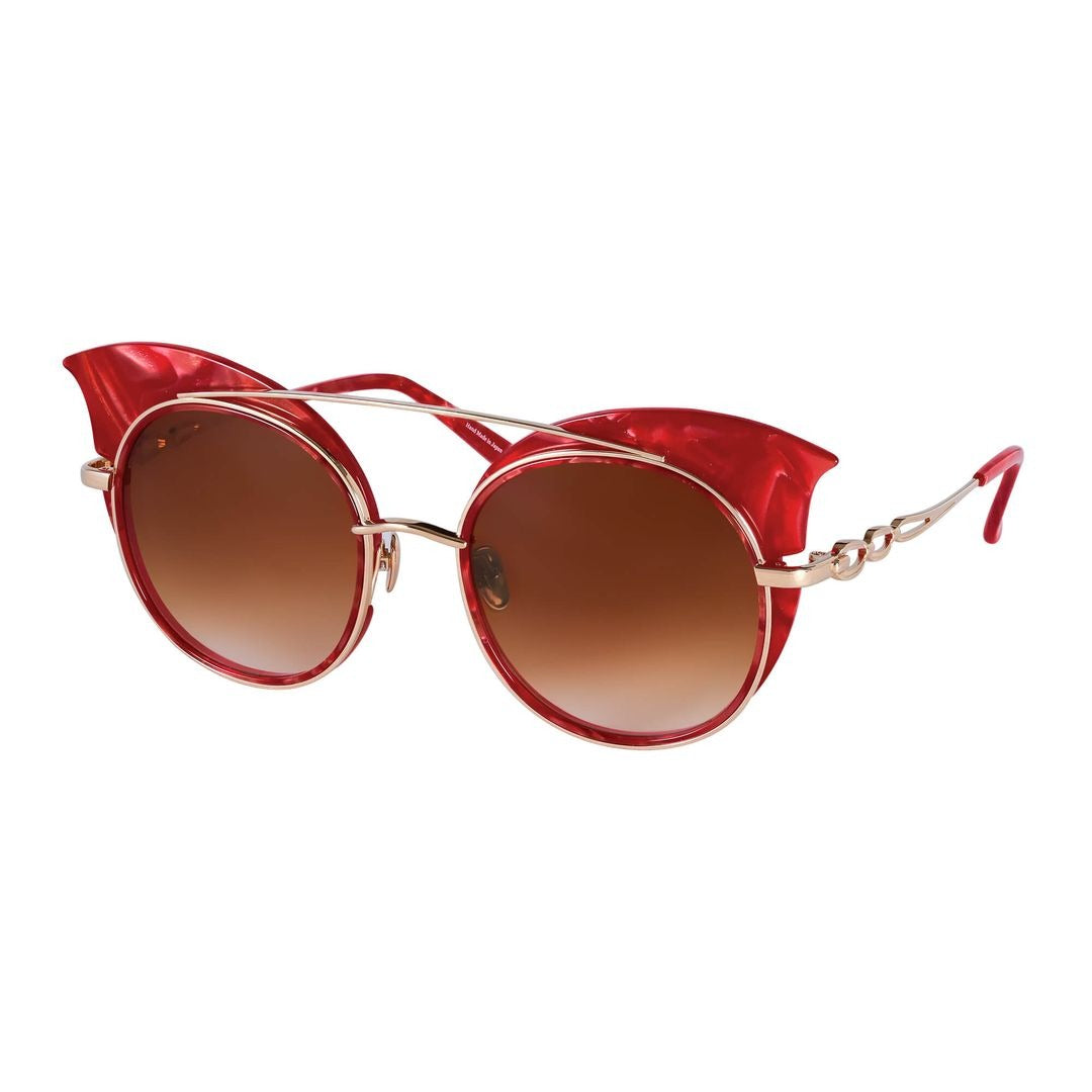 Drop Song Round Sunglasses with Bold Red Frame