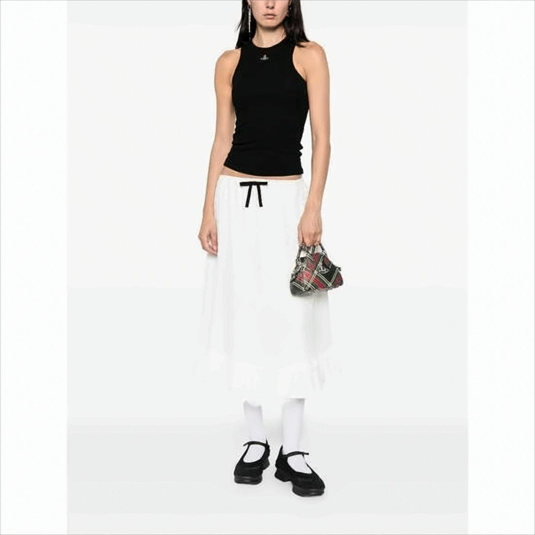 Fitted Black Sleeveless Top with High Neckline