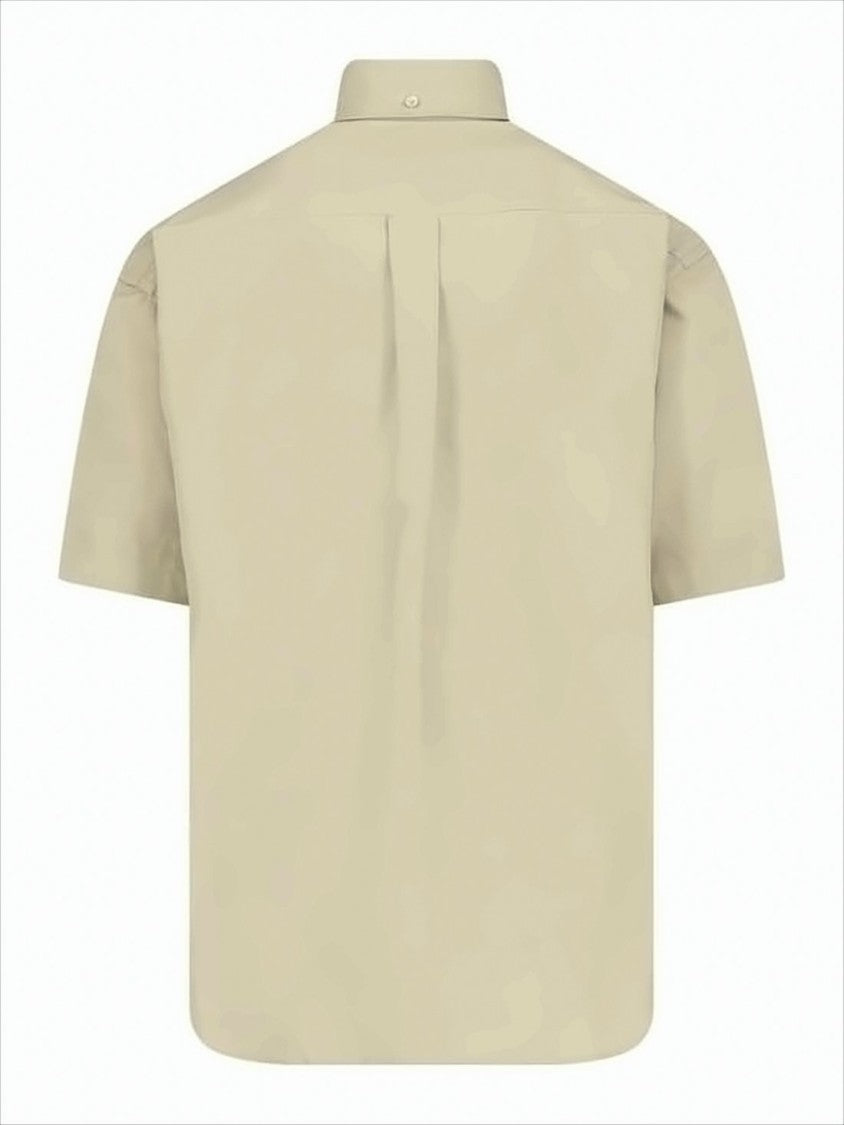 Classic Short-Sleeved Cotton Shirt With Button-Down Collar