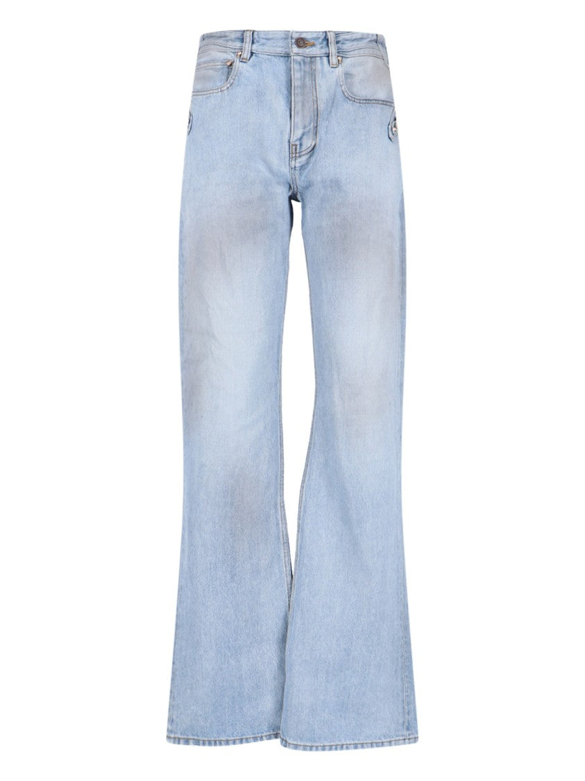 Straight-Leg Blue Denim Jeans With Traditional Five-Pocket Styling