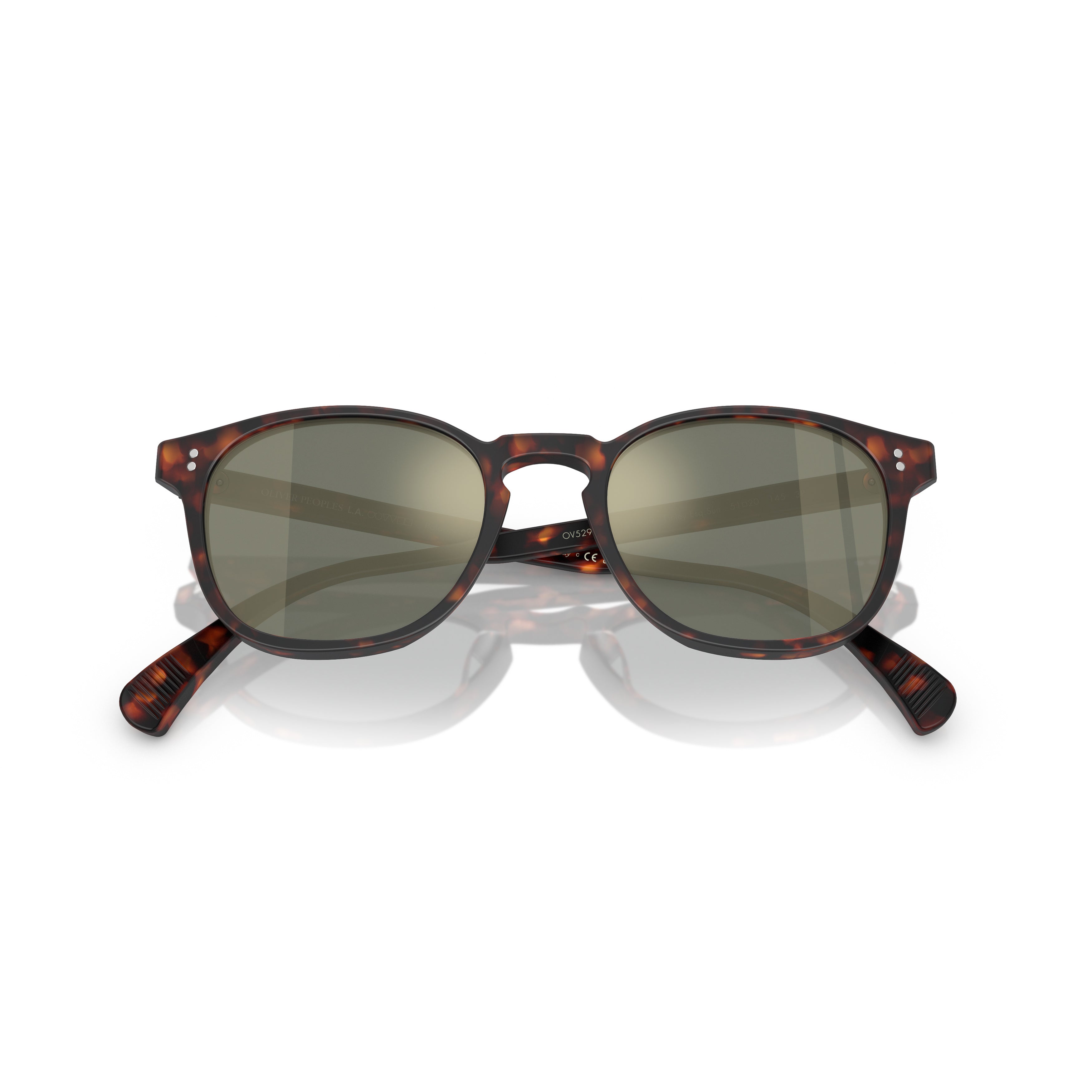 0ov5298su Classic Round Frame Tortoiseshell Sunglasses with Reflective Lenses