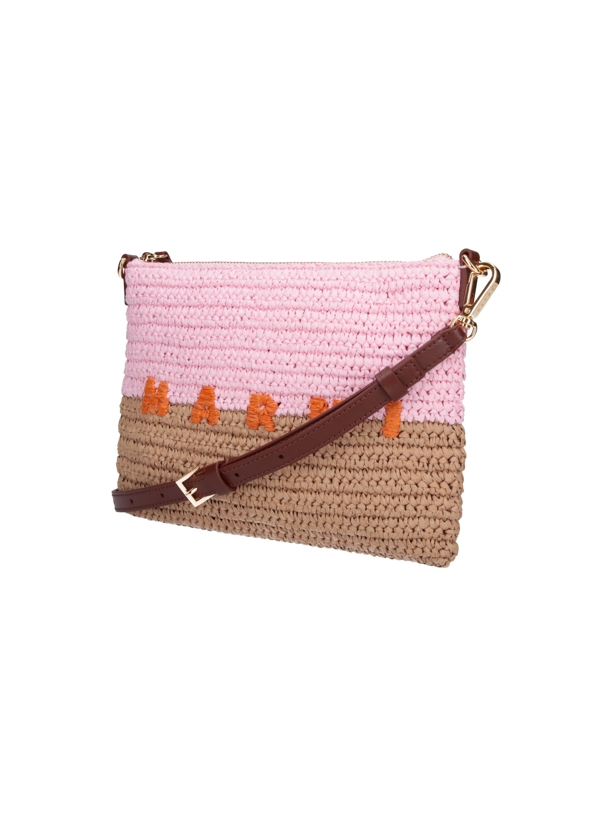 Pink Seaside Woven Raffia Pouch