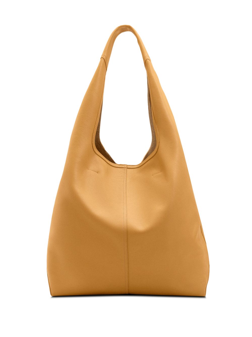 Honey Leather Shoulder Bag With Embossed Logo