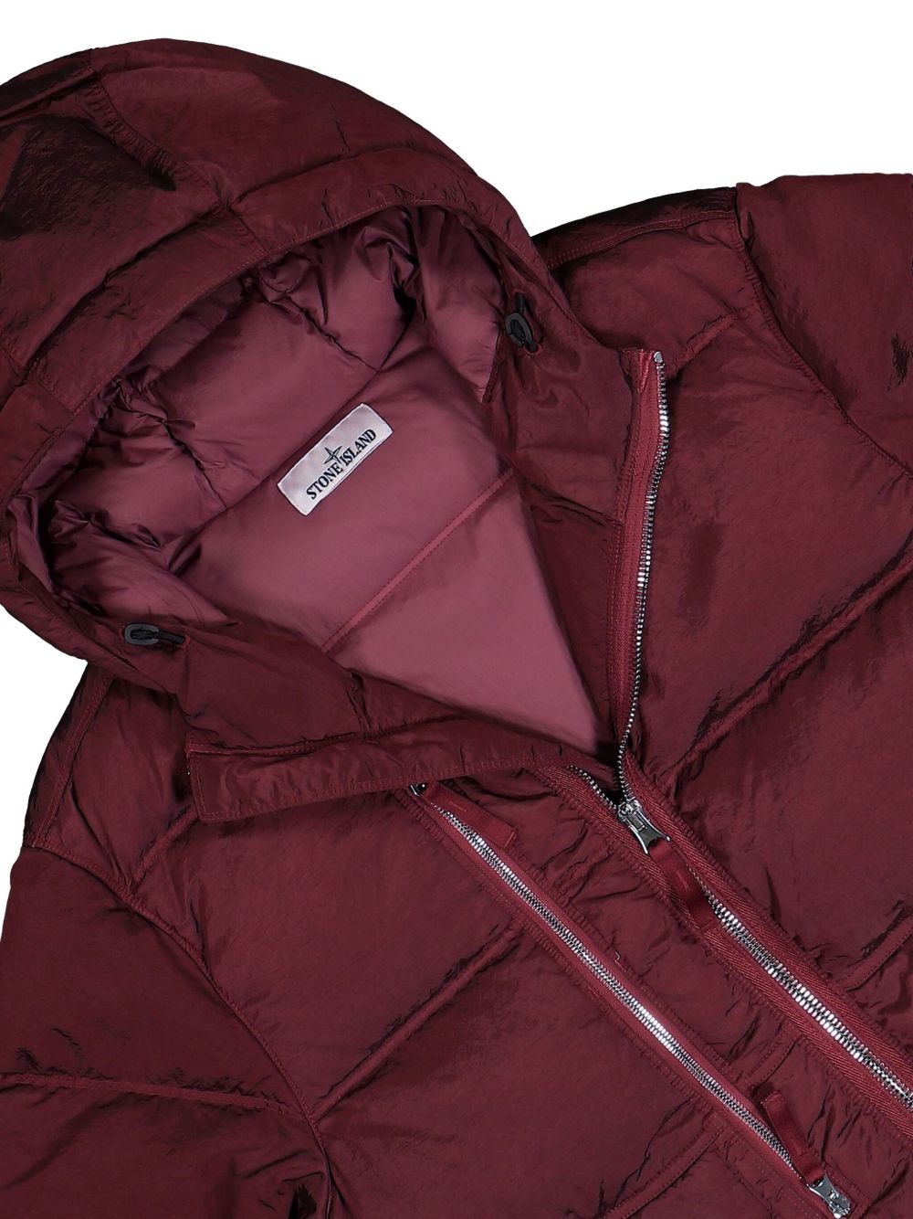 Iridescent Burgundy Padded Hooded Parka
