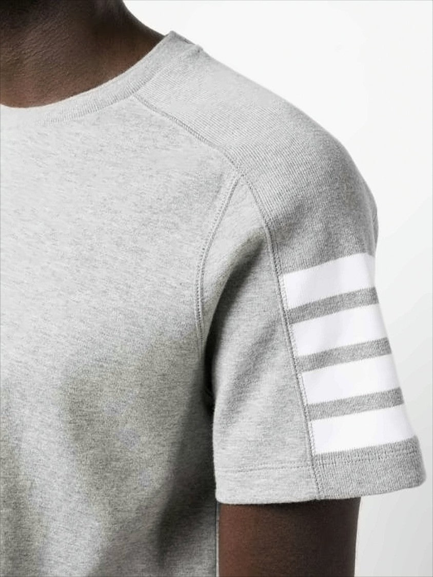 Heather Grey Short-Sleeve T-Shirt with Distinctive Stripe Detail