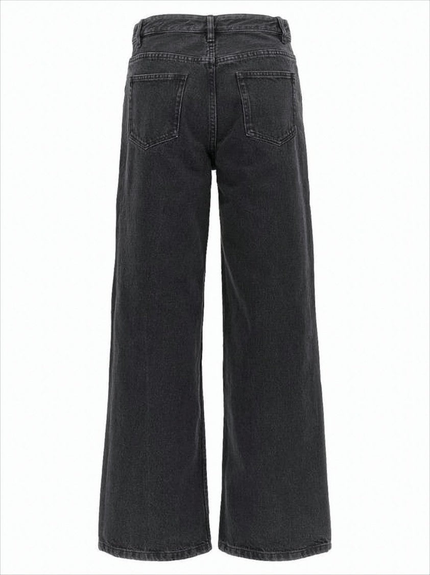 Wide-Leg Cropped Denim Pants with Vintage Charm