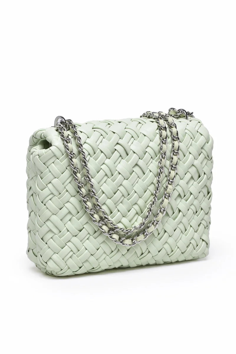Britten Woven Small Shoulder Bag - Green