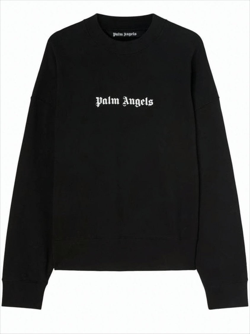 Black Long-Sleeve T-Shirt with Gothic Logo