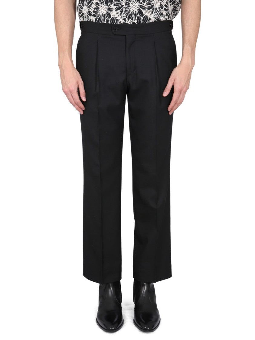 Tailored Black Pants With Pleated Design