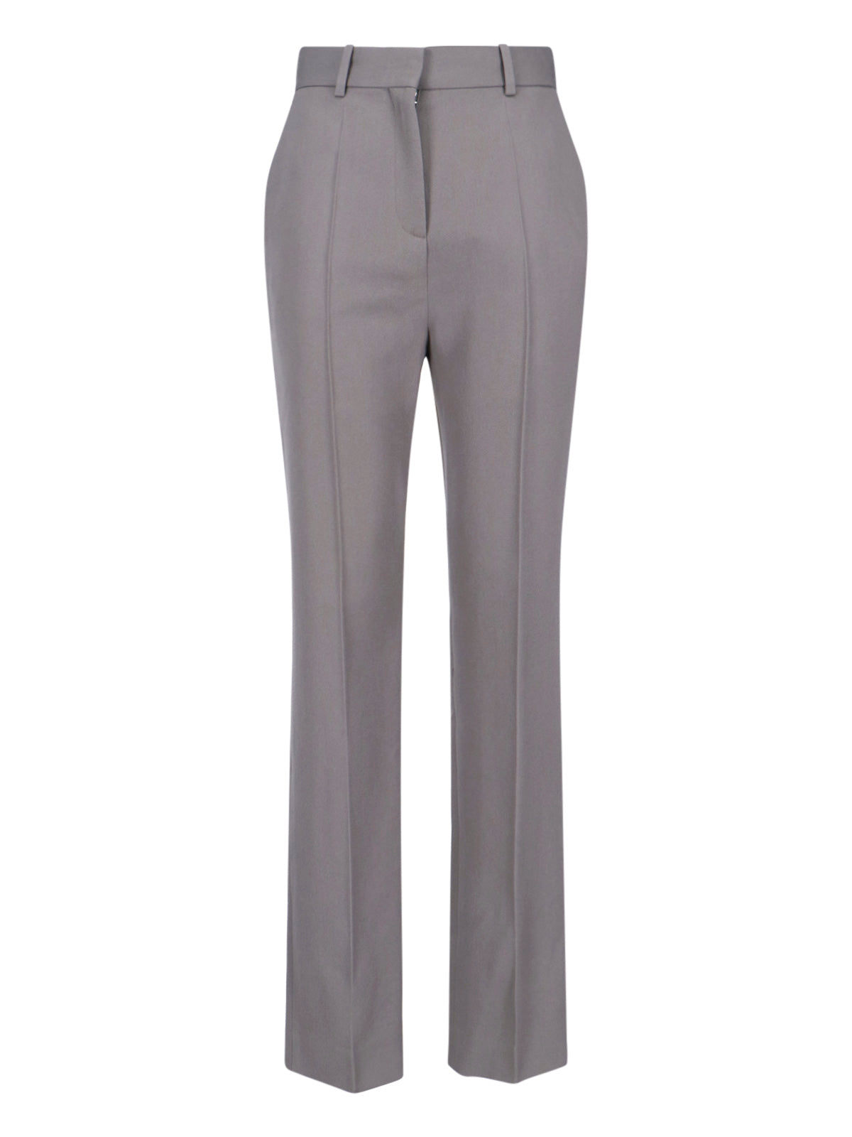 Tailored Grey Wool Straight-Leg Trousers