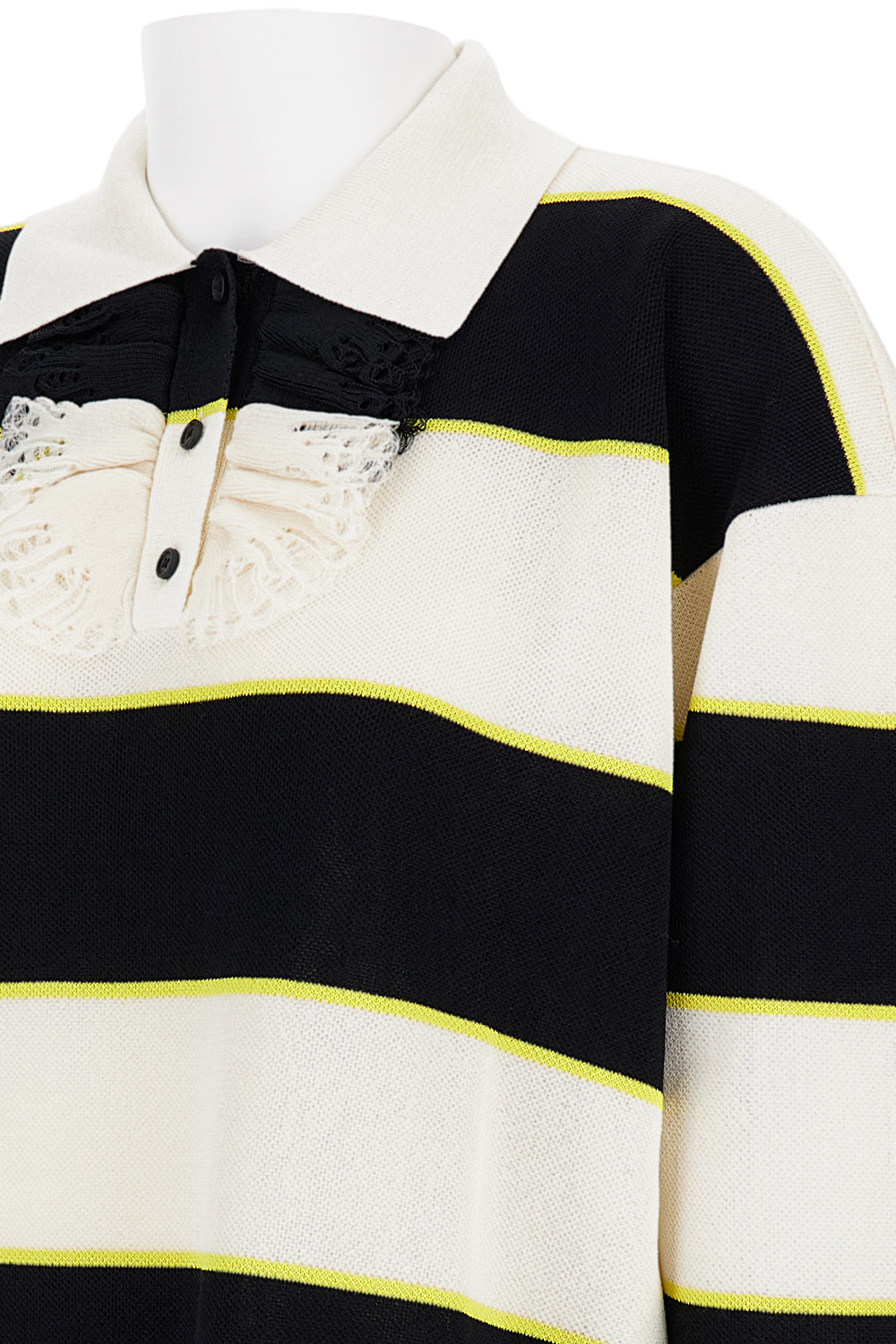 Silk Polo With Ruffled Front Buttoning