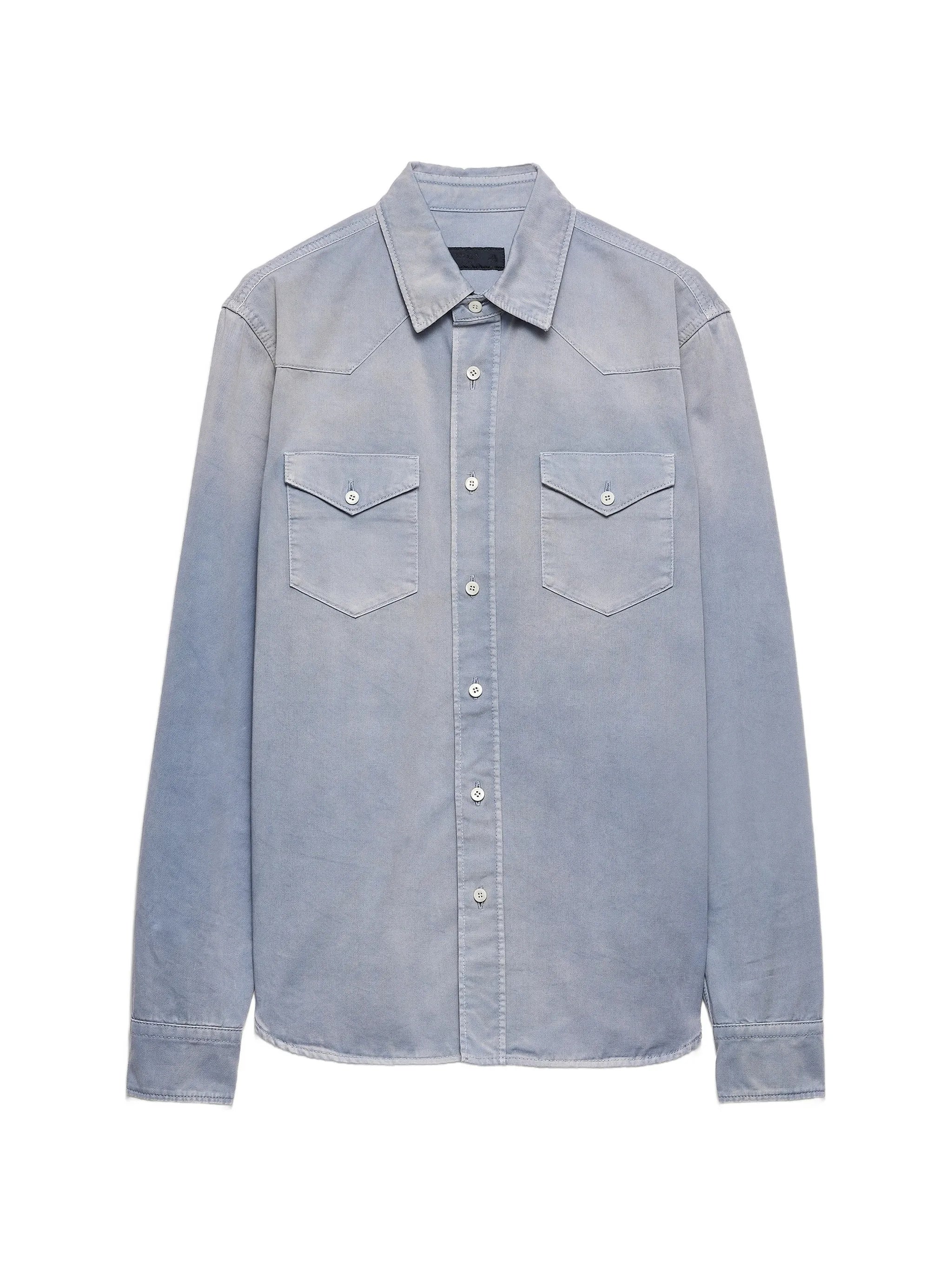 Light Blue Long-Sleeve Fabric Shirt