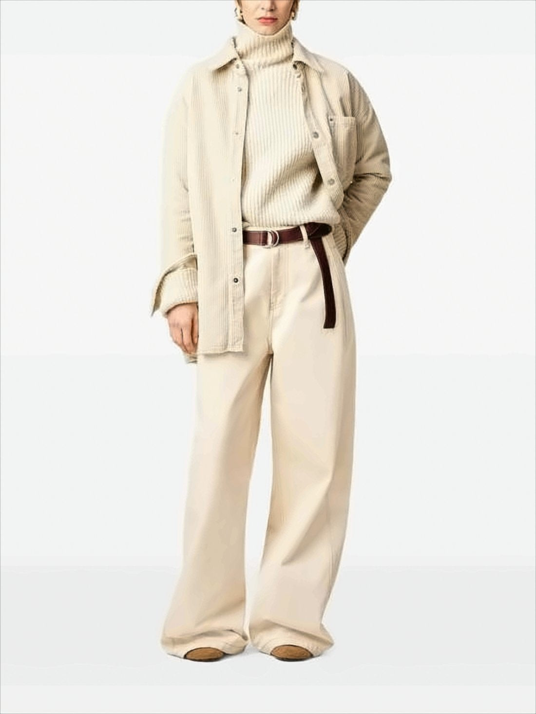 High Waist Wide-Leg Pants with Seam Detailing