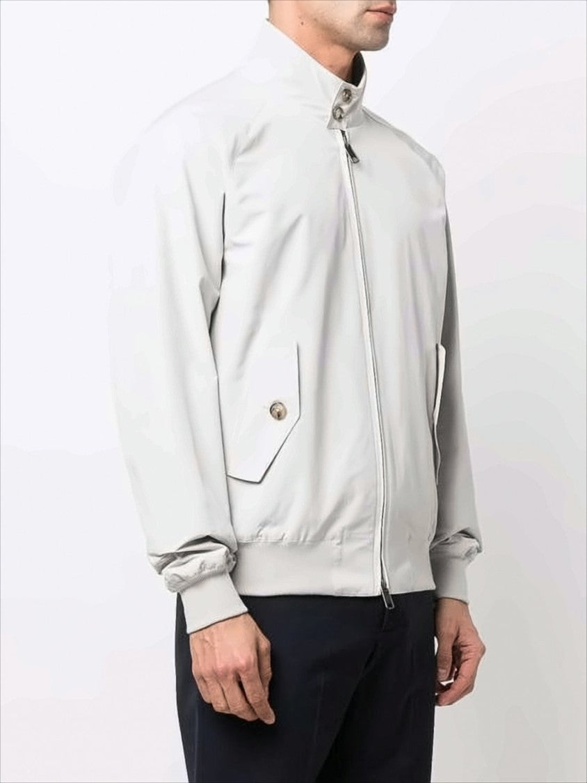 Lightweight White Baracuta Jacket With Classic Design And Tartan Lining