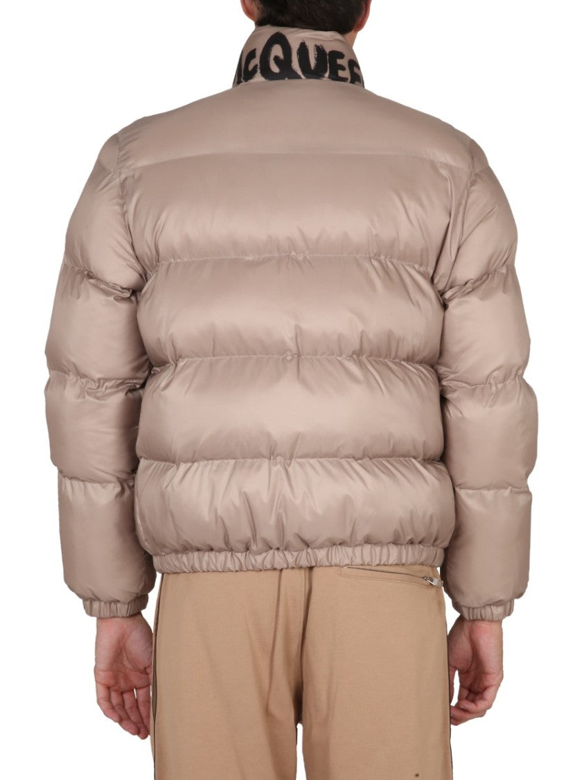 Graffiti Logo Print Down Jacket