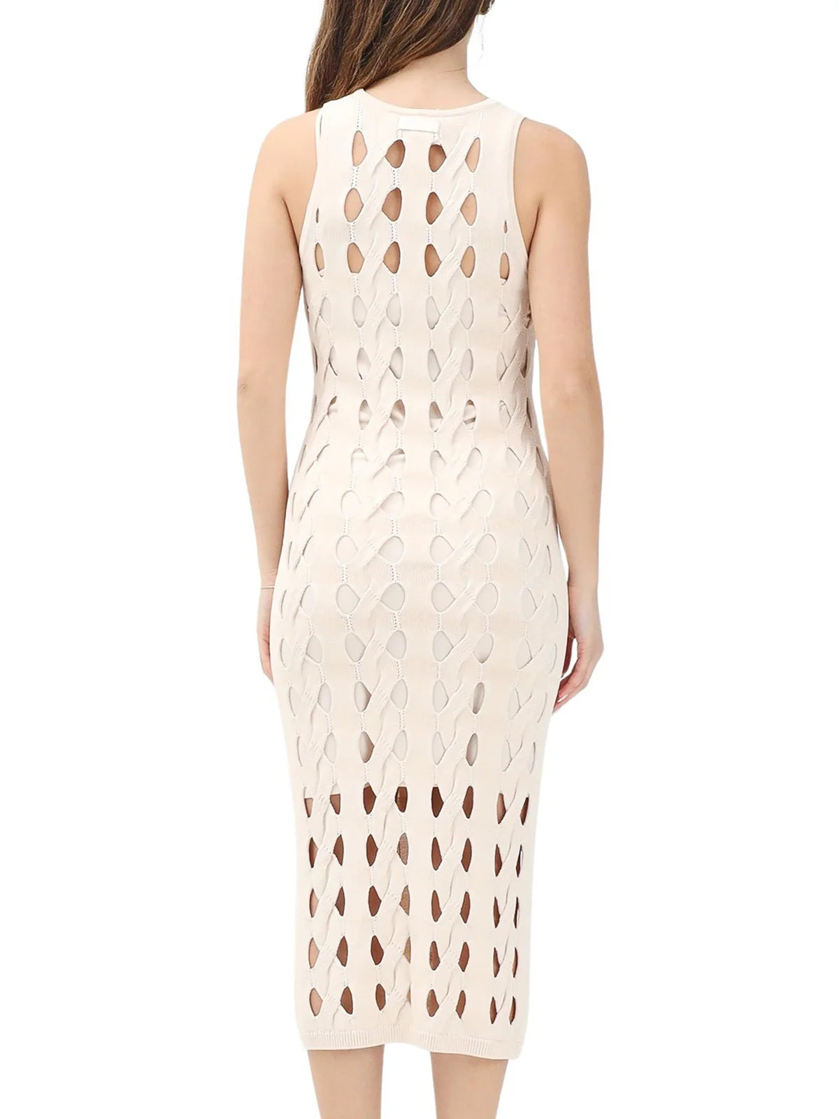 White Viscose Nylon Tricot Sheath Dress