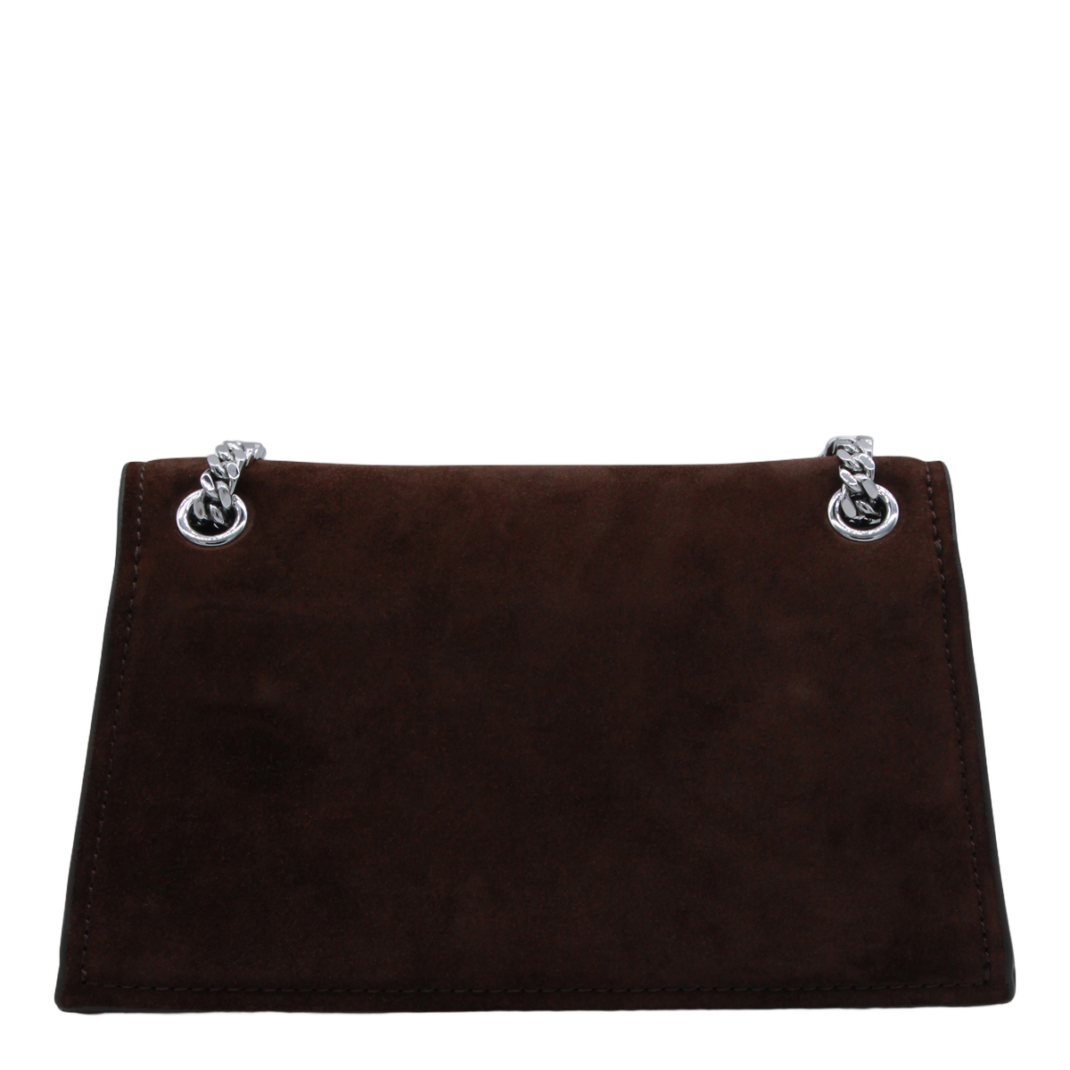 Rectangular Suede Bag with Metallic Logo Emblem