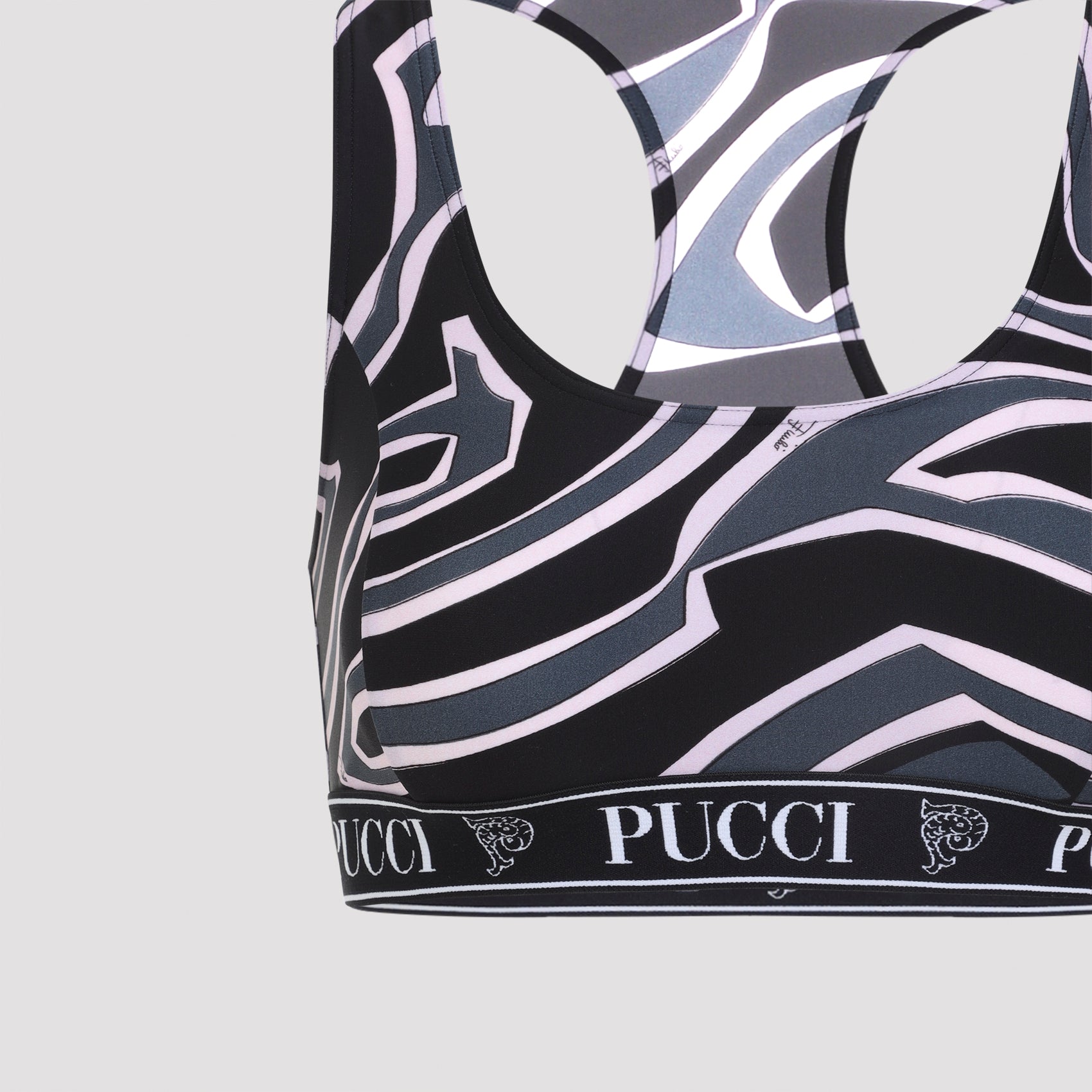 Racerback Sports Bra With Abstract Print And Supportive Design