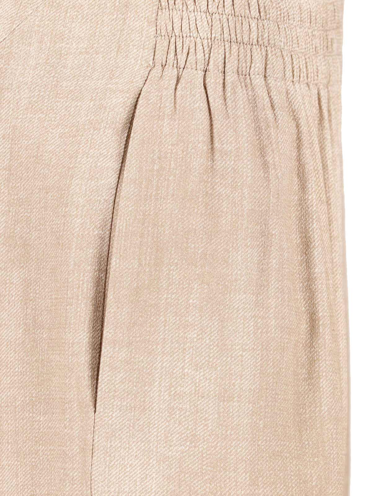 Beige Viscose Gathered Elastic Waist Pants