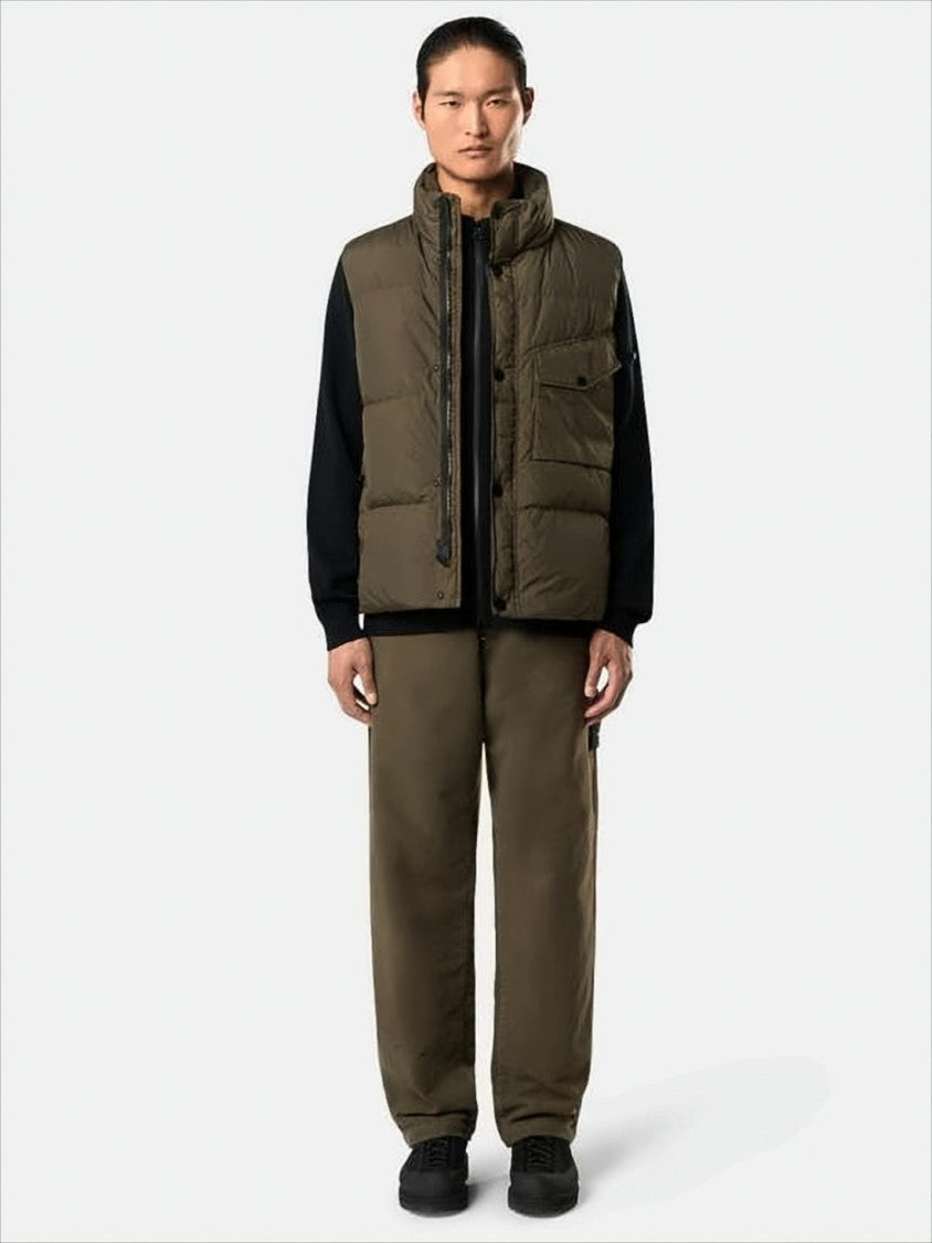 Padded Quilted Vest with High Collar