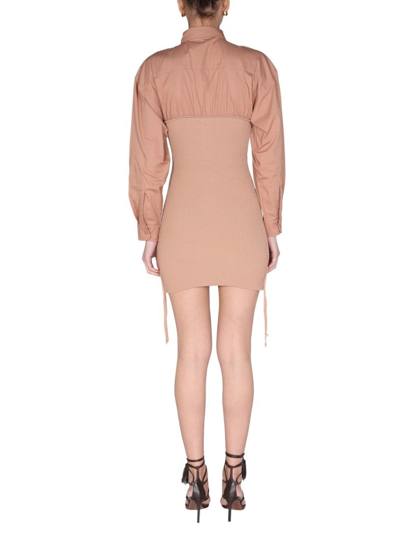 Pointed Collar Mini Dress