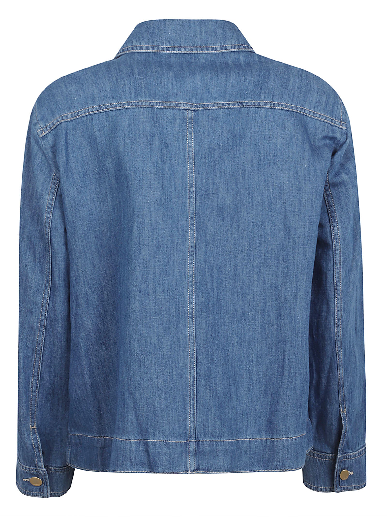 Cropped Denim Jacket with Classic Collar and Buttoned Cuffs