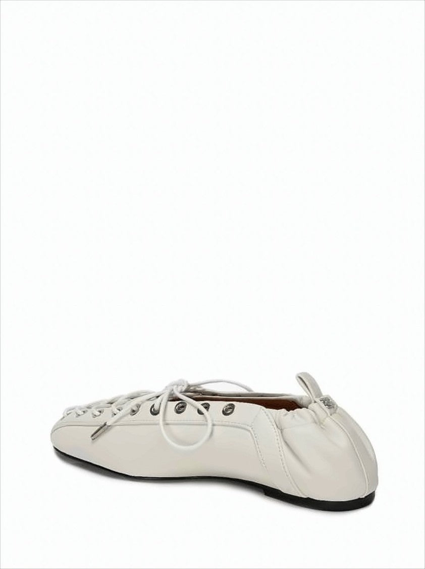 Pointed Toe Flat Shoes with Lace-Up Detailing