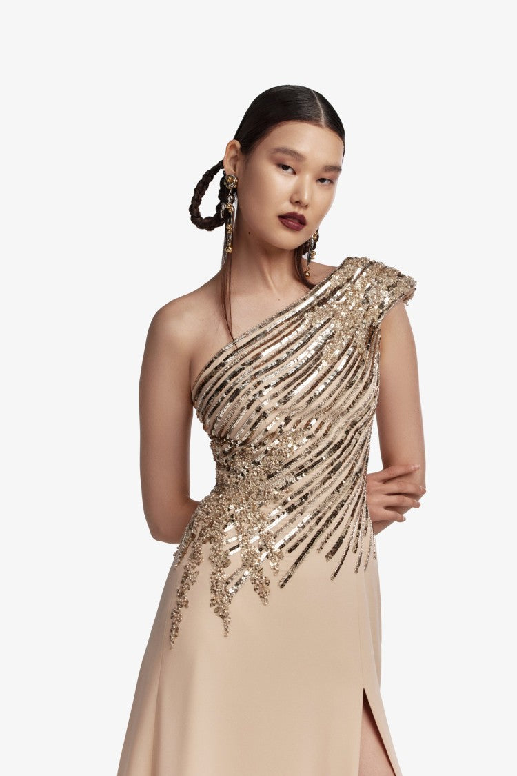One Shoulder Sequin Long Dress