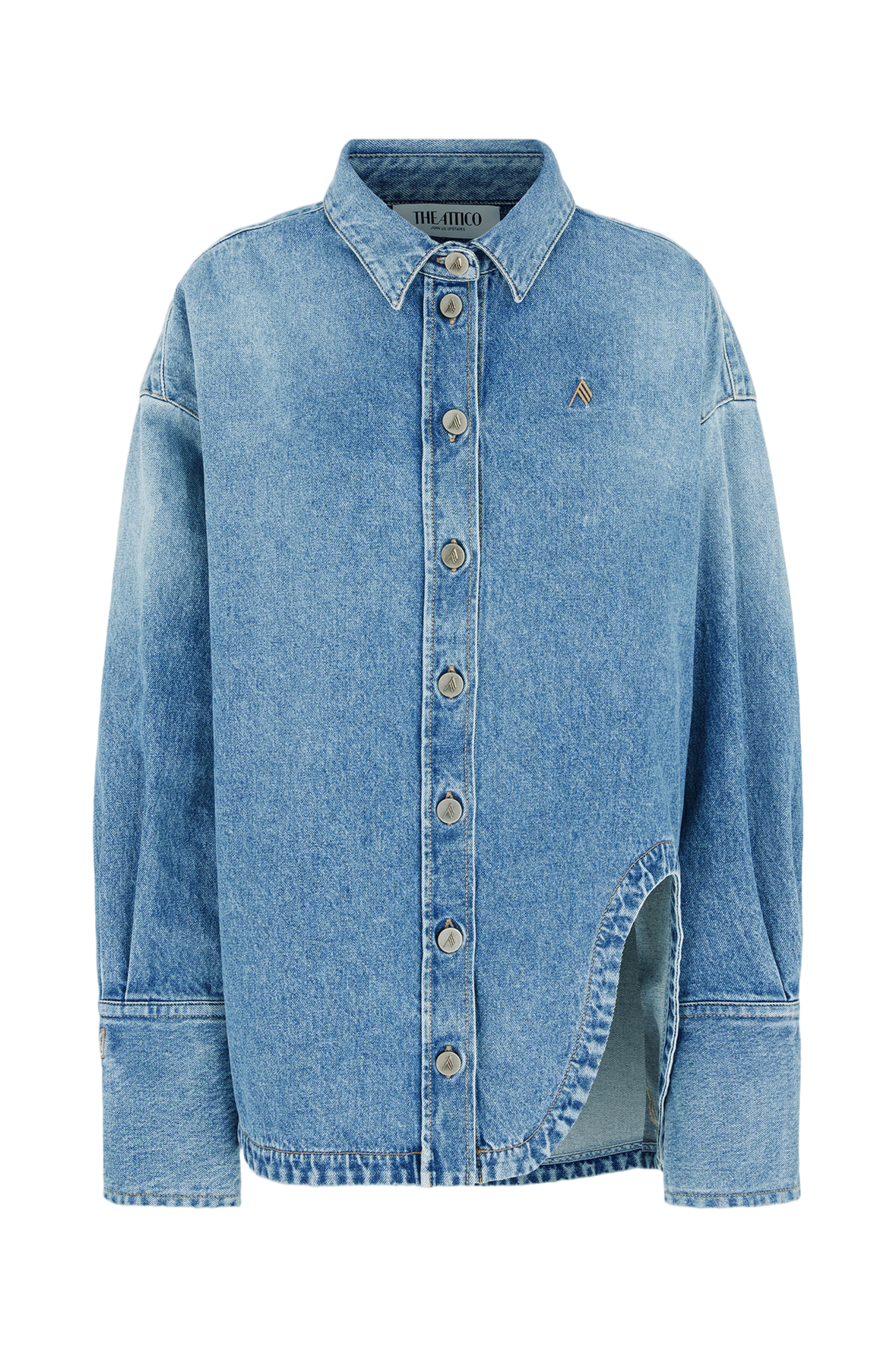 Loose-Fitting Denim Shirt with Clear Blue Wash