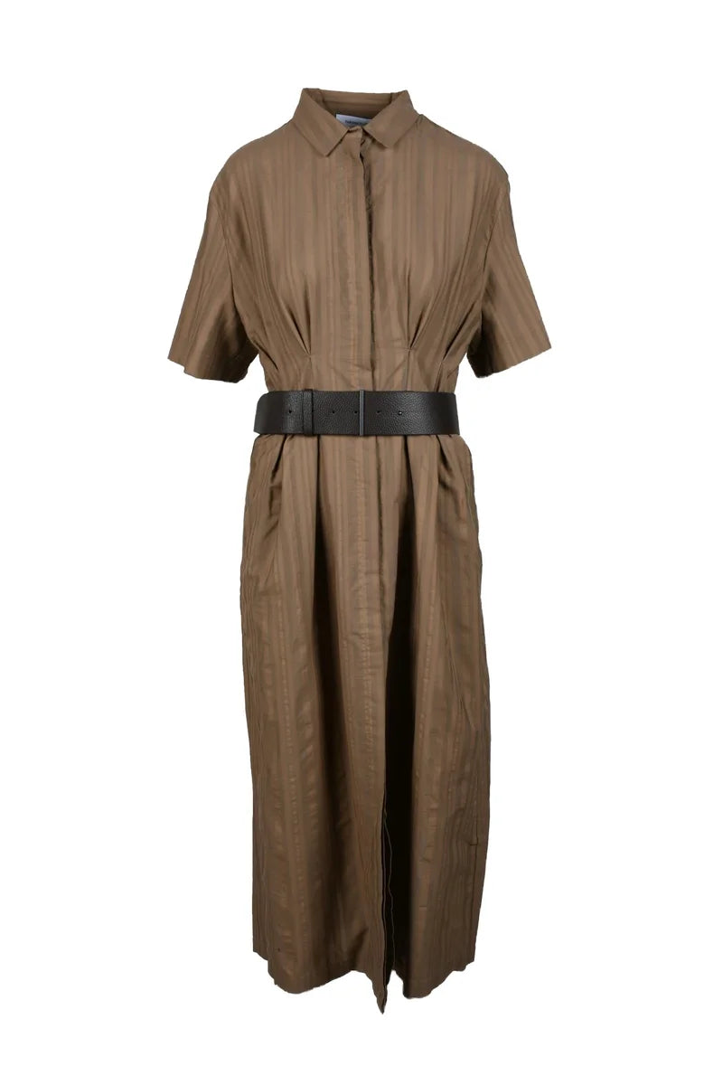 Cotton Silk Chemise Dress - Brown