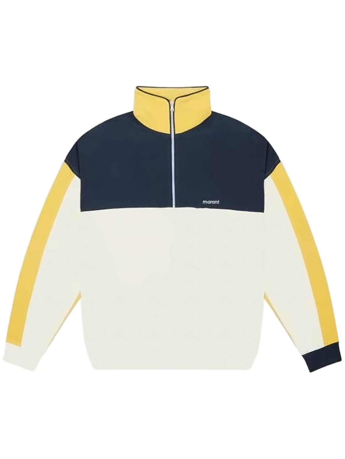 Color-Blocked Half-Zip Hoodie with High Collar